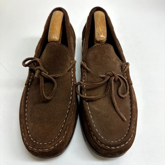 EXCELLENT Carmina x Epaulet Snuff Brown Suede String Loafers Hand Grade 7.5 - Picture 1 of 12
